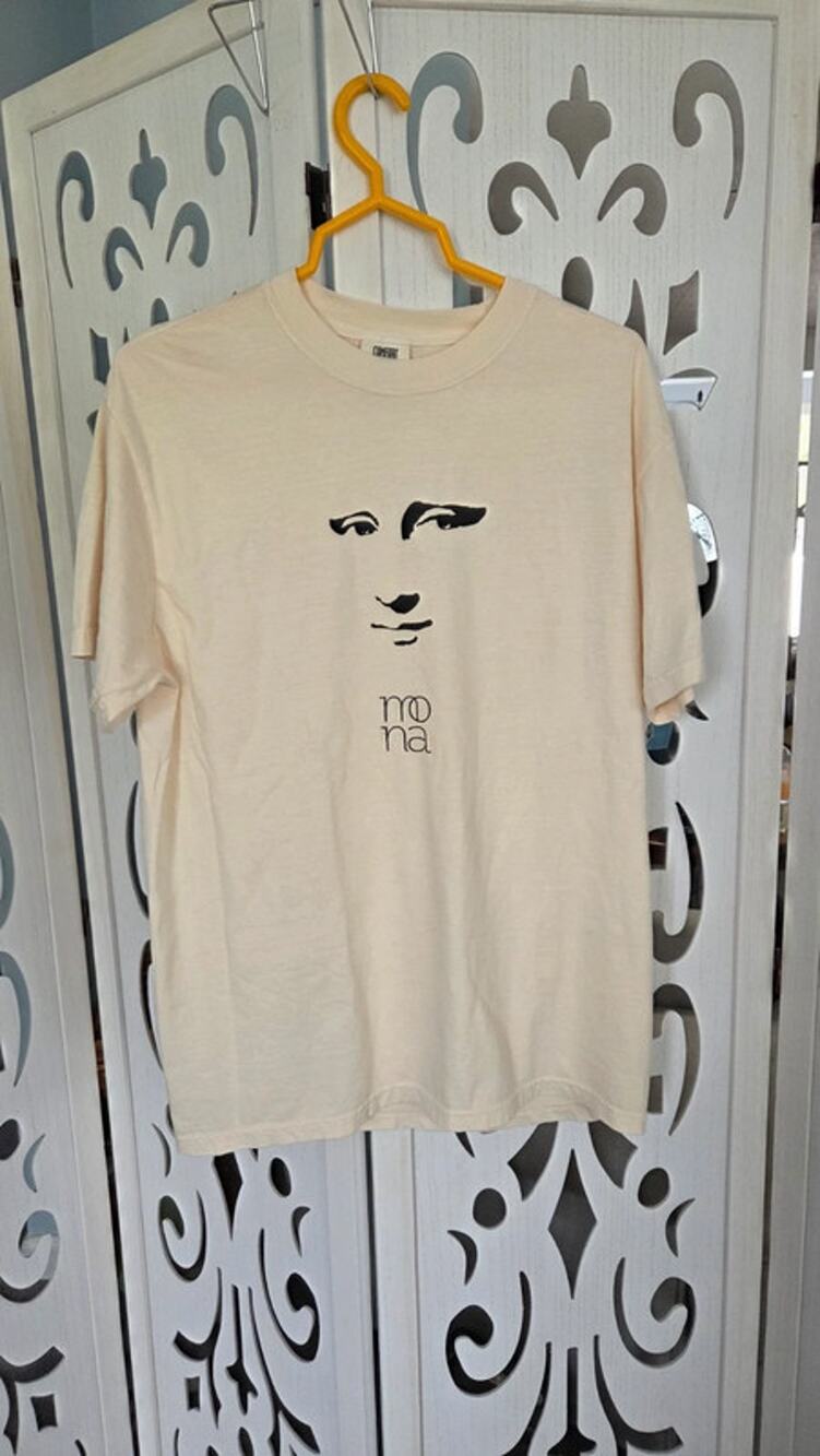 Comfort Colors Mona Lisa Graphic T Shirt Large White Abstract Face Back Art